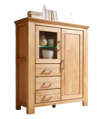 Brotschrank Teilmassiv Iantha 125x145x47 Highboard Wildeiche natur