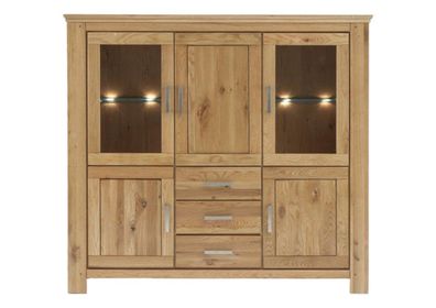 Highboard Teilmassiv Iantha 176x165x47 Anrichte Wildeiche natur geölt