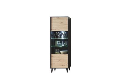 Vitrine Jaida 65x199x39 Vitrinenschrank Schwarz/Artisan 1009