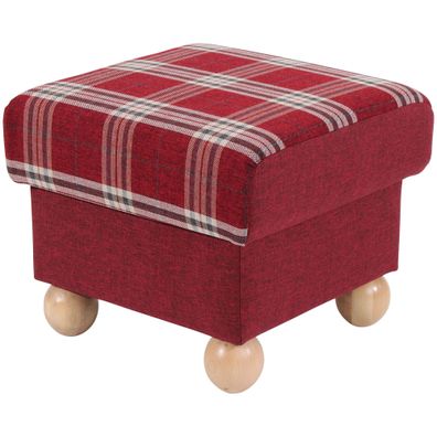 Hocker Kasha Bezug Flachgewebe Buche natur / rot 2230