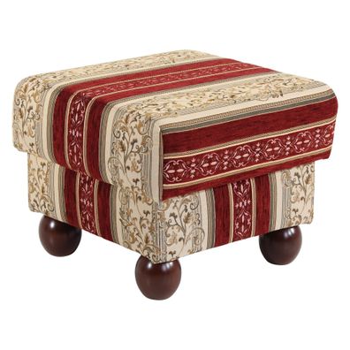 Hocker Kasha Bezug Chenille Buche nussbaum dunkel / rot 2228