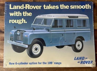 Land Rover Blechschild 40 x 30 cm Defender Werbeplakat - no ground to rough