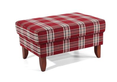 XXL Hocker Katria Bezug Flachgewebe Buche nussbaum dunkel / rot 2286