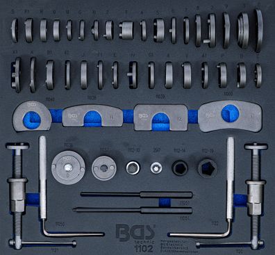 Werkstattwageneinlage 2/3: Bremskolben-Rückstell-Satz | 50-tlg. BGS
