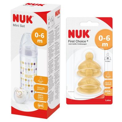 Babyflasche NUK New Classic Babyflasche+Genius Schnuller+Latex Trinksauger 0-6 M