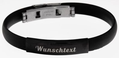 ID-Armband Kautschuk schwarz mit Gravur