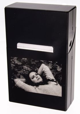 Zigarettenbox Aluminium schwarz mit Fotogravur