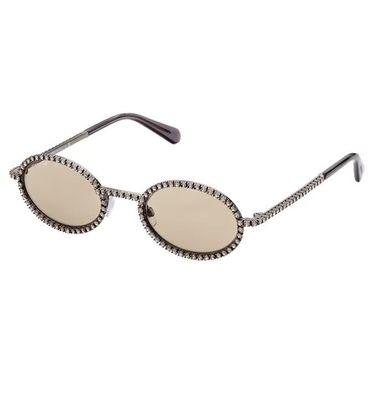 Swarovski MIL002 Sonnenbrille, Oval-, Pavé-Kristalle, Braun 5625295