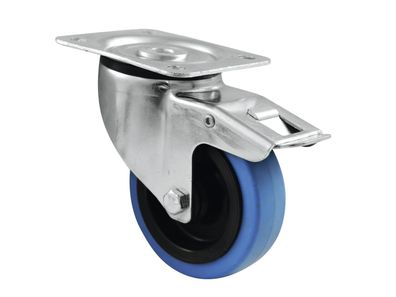 Roadinger Lenkrolle 100mm BLUE WHEEL mit Bremse