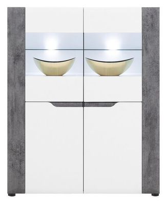 Vitrine BRANDO B4 Standvitrine Wohnzimmerschrank Vitrinenschrank LED