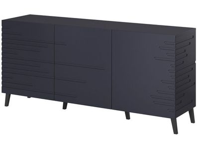 Kommode NOVA Sideboard 155 cm Wohnzimmerschrank in Matte MDF-Platte (Marineblau)