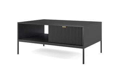 Couchtisch Nova L104 Sofatisch Schwarz/ Schwarze Beine und Goldene Griffe