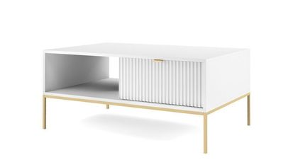 Couchtisch Nova L104 Sofatisch Weiß/ Goldene Beine und Griffe