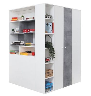 Eckkleiderschrank Sigma SI - 1, Kinder & Jugendzimmer, Weiß Lux/ Beton