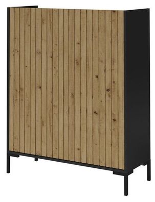 Kommode LANDO LD01 100x125x40 cm Schrank Highborad Schwarz/ Artisan Eiche