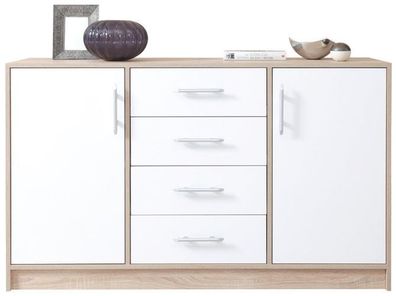 Kommode SMART SRK1 Sideboard 140x84x40 cm Sonoma Eiche/ Weiß