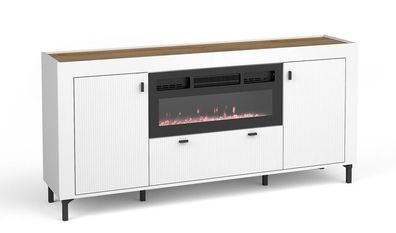Kommode MOSSA MO7 Sideboard 177x84x40 cm weiß mit Kamin