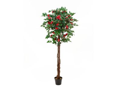 Europalms Kamelienbaum rot mit Topf, Kunstpflanze, 180cm