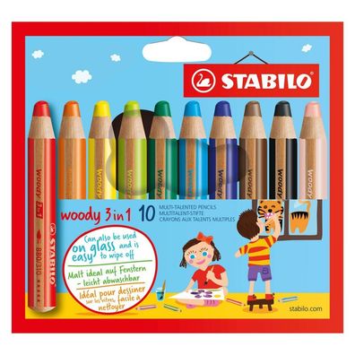 Farbstift Stabilo-Woody 3in1 10er Pappetui 88010