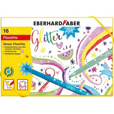 Fasermaler Glitzer 16er Geschenkbox Wasserbasis-auswaschbar