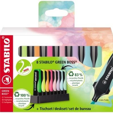 Stabilo Green Boss Text- marker 8er Tischset Pastellfarben