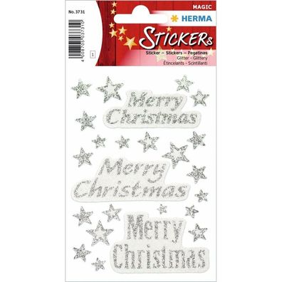 Sticker Weihnacht Herma Magic Merry Christmas silber