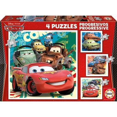 Educa 14942, Cars, 4in1 Kinderpuzzle mit 12, 16, 20 und 25 Teilen