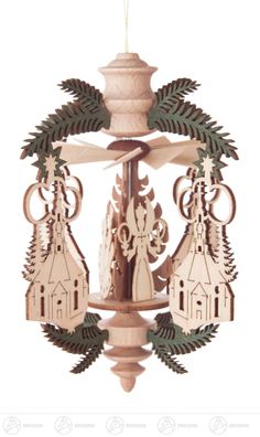 Baumschmuck Wärmespiel "Zweig" Seiffener Kirche/Engel, Bergmann, Reiterlein