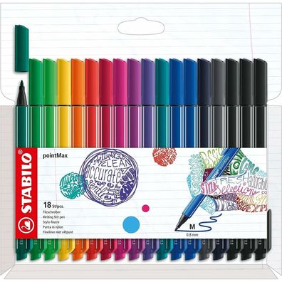 Stabilo PointMax Fineliner, 18 Stück