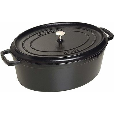 Staub Cocotte oval, Gusseisen emailliert, schwarz