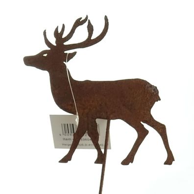 Weihnachtsdeko Rostiger Hirsch-Stecker 10 cm - Metall