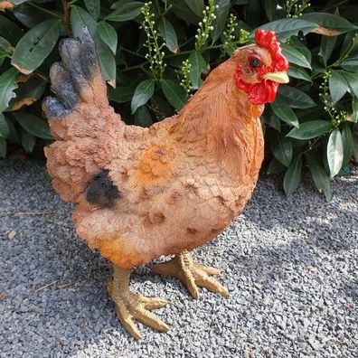 Gartenfigur braune Huhn Figur 34 cm