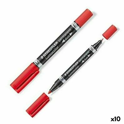 10 Staedtler Lumocolor duo Permanentmarker rot 0,6 - 1,5 mm