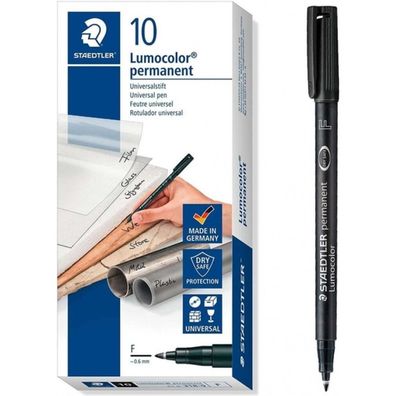 10 Staedtler Lumocolor Folienstifte schwarz 0,6 mm permanent