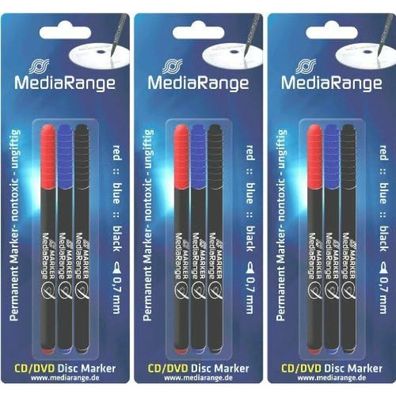 3 MediaRange CD-Marker farbsortiert 0,7 mm