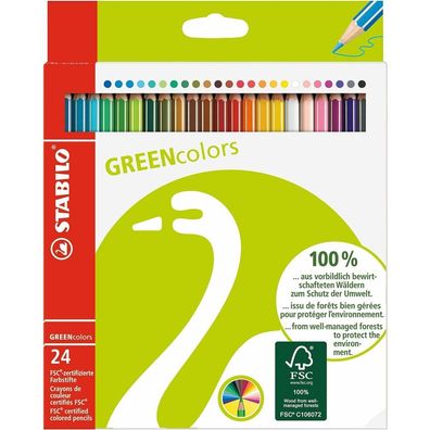 24 Stabilo GREENcolors Buntstifte farbsortiert