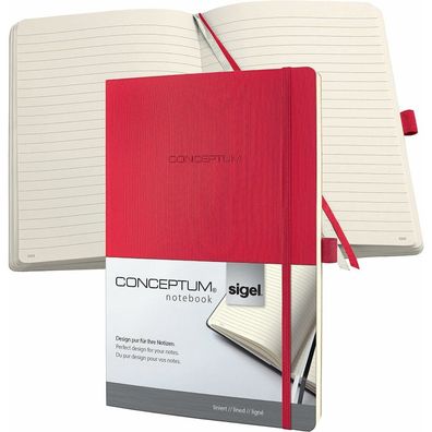 SIGEL Notizbuch CONCEPTUM® ca. DIN A4 liniert, rot Softcover 194 Seiten