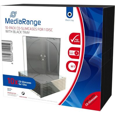 10 MediaRange 1er CD-/DVD-Hüllen Slim Cases transparent