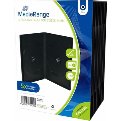 5 MediaRange 2er CD-/DVD-Hüllen schwarz