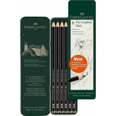 FABER-CASTELL Graphitstifte 2B, 4B, 6B, 8B, 10B, 12B schwarz 6 St