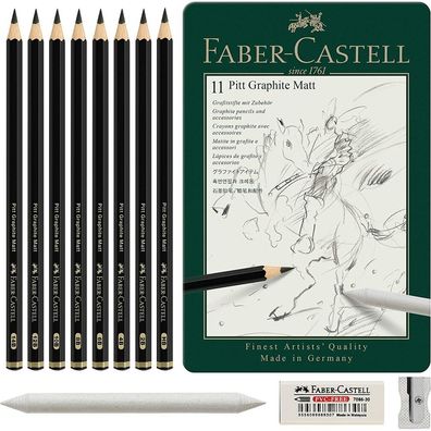 FABER-CASTELL Graphitstifte HB, 2B, 4B, 6B, 8B, 10B, 12B, 14B schwarz 1 Set