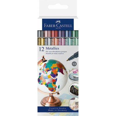 12 FABER-CASTELL Metallic Permanentmarker farbsortiert 1,5 mm