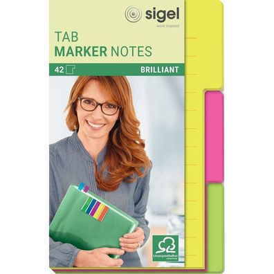 SIGEL TAB MARKER NOTES Haftnotizen Standard farbsortiert 42 Blatt