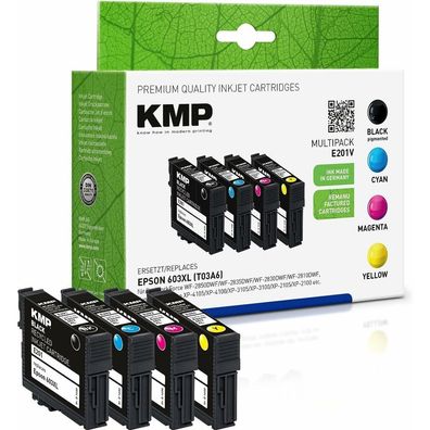 4 KMP E201V schwarz, cyan, magenta, gelb Tintenpatronen ersetzen EPSON 603XL (T03A6)