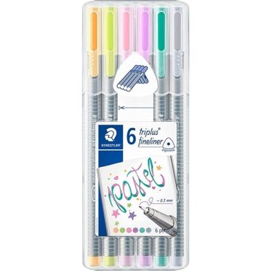 6 Staedtler triplus pastel Colours Fineliner farbsortiert 0,3 mm