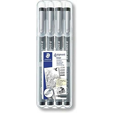 4 Staedtler pigment liner 308 Fineliner schwarz 0,1, 0,3, 0,5, 0,7 mm