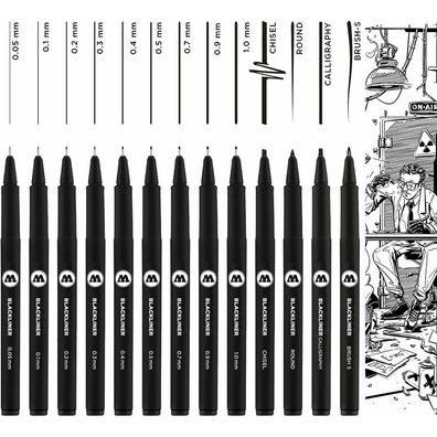 Molotow Fineliner-Set schwarz 13 Set