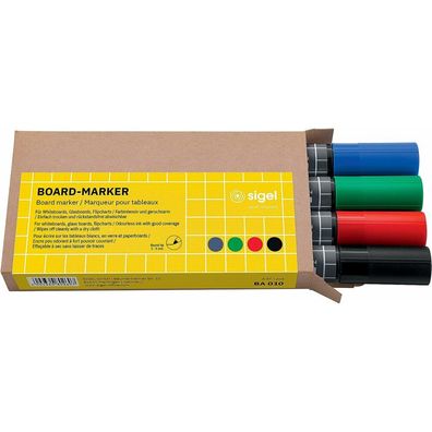 4 SIGEL Whiteboard- und Flipchart-Marker farbsortiert 2,0 - 3,0 mm