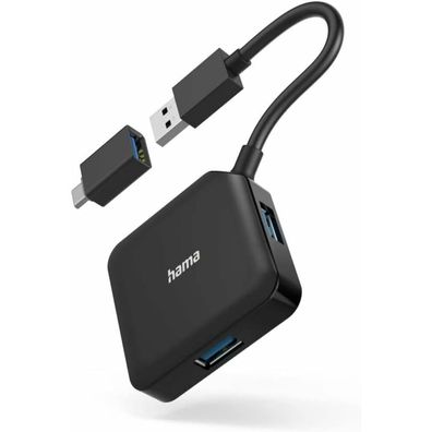 hama USB-Hub 4-fach schwarz