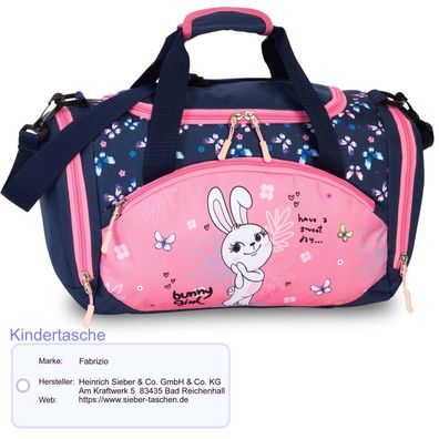 Kindersporttasche Bunny Girl Fabrizio Tasche dunkelblau-rosa 35×22×18,5 cm Polyester